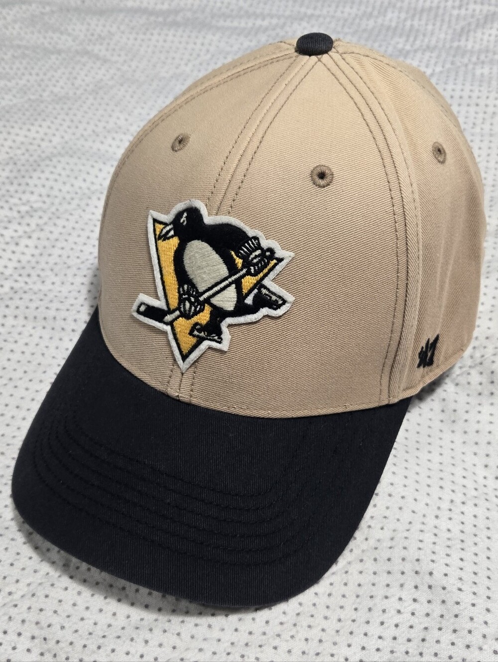47 Brand Pittsburgh Penguins NHL Tan Black Baseball Cap Hat Hockey